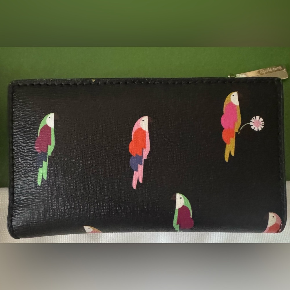 Kate Spade New York pre-loved EUC like new Black Wallet w/ Colorful Birds Design - Picture 6 of 8